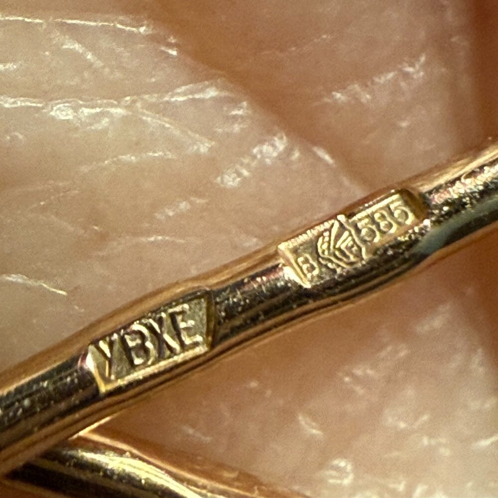 14k Solid Gold Cz Threader Petite Stud Earrings - image 3